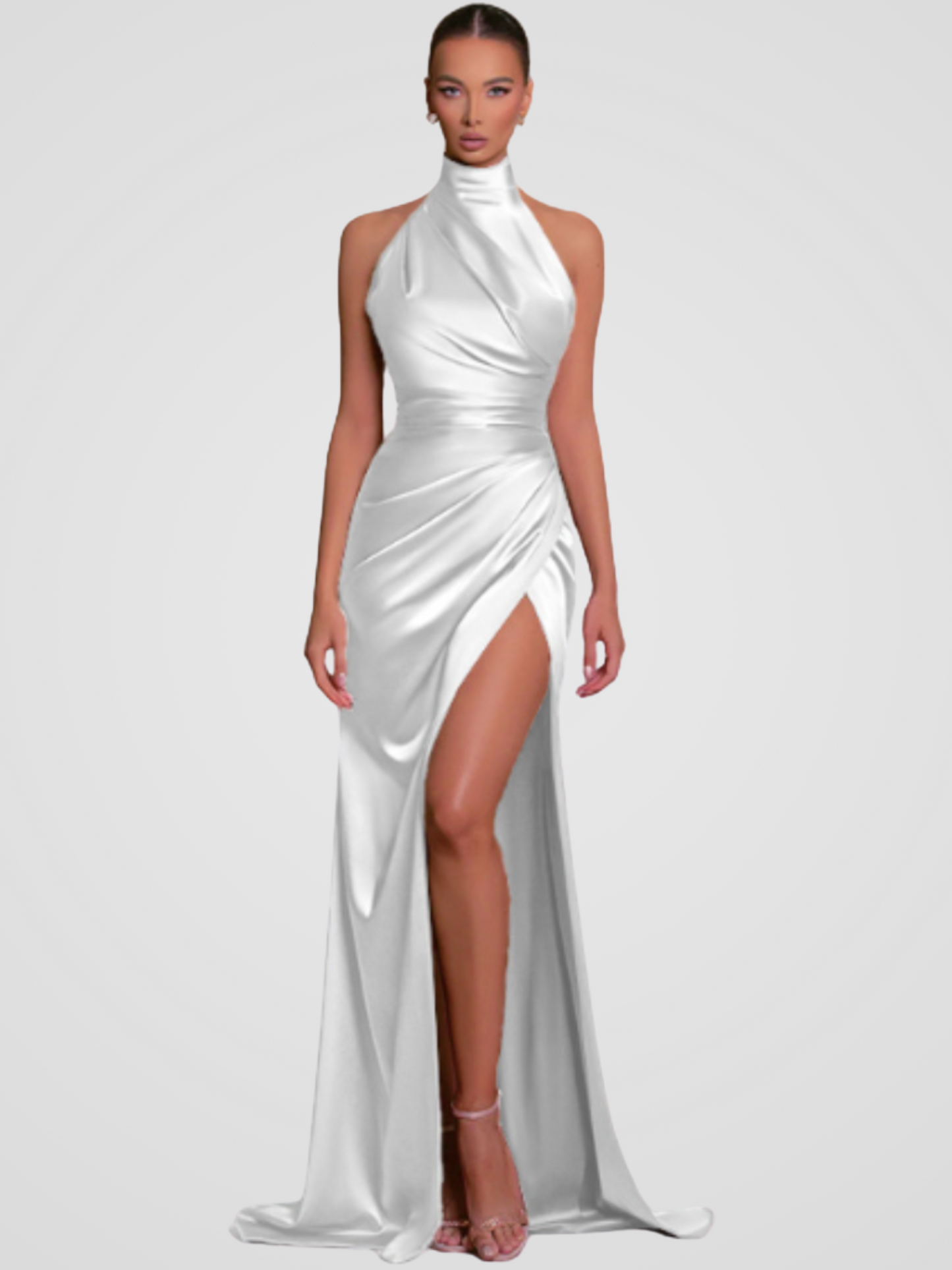 Maëlle | Elegantes Kleid mit hohem Kragen und verführerischem Schlitz