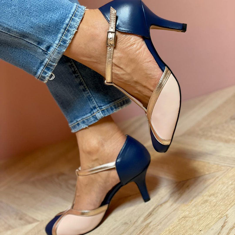 Alessia | Bunte T-Strap-Pumps mit runder Spitze