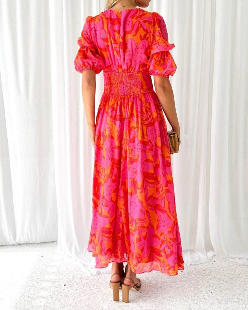Jennifer | Elegantes Maxikleid Derana™ - Rot-Rosa