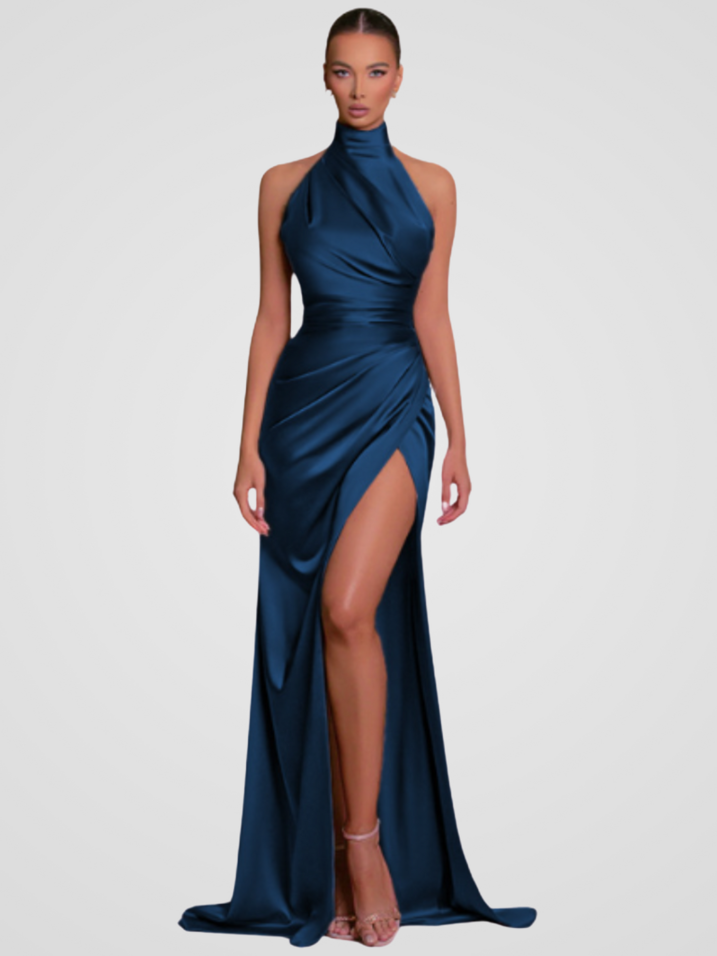 Maëlle | Elegantes Kleid mit hohem Kragen und verführerischem Schlitz