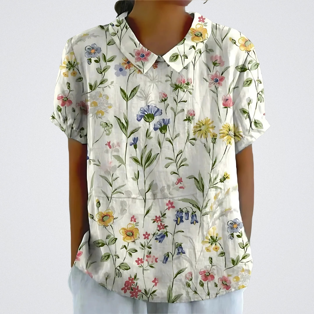 Lina | Elegante Bluse aus floralem Leinen