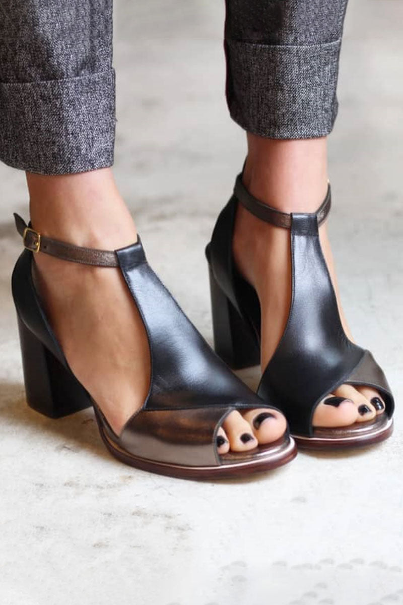 Nadaria | Elegante Patchwork-Peeptoe-Sandalen