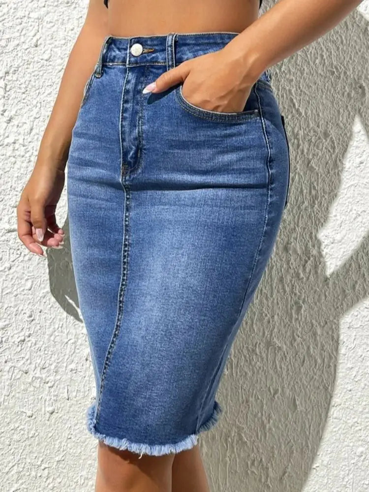 ISMENE Lässiger Midi-Denim-Rock