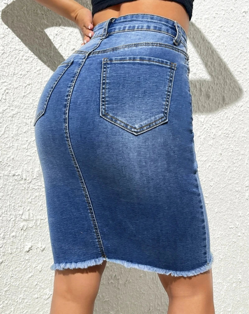 ISMENE Lässiger Midi-Denim-Rock
