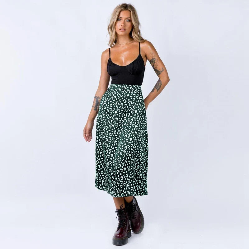 DAGLIND BEDRUCKTER MIDIROCK MIT SCHLITZ