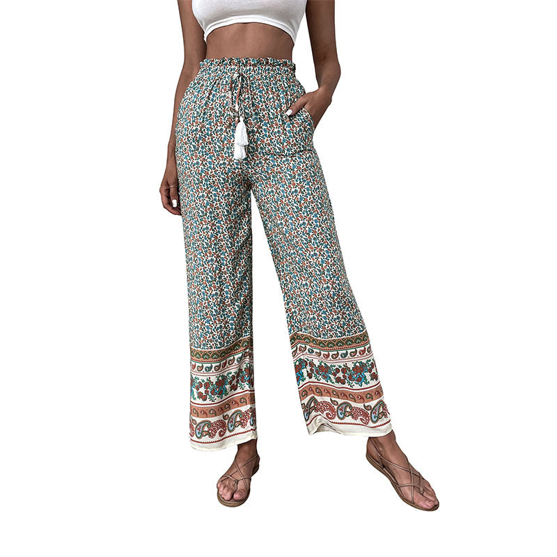 Zara | Elegante Boho-Printed Sommerhose mit weitem Bein
