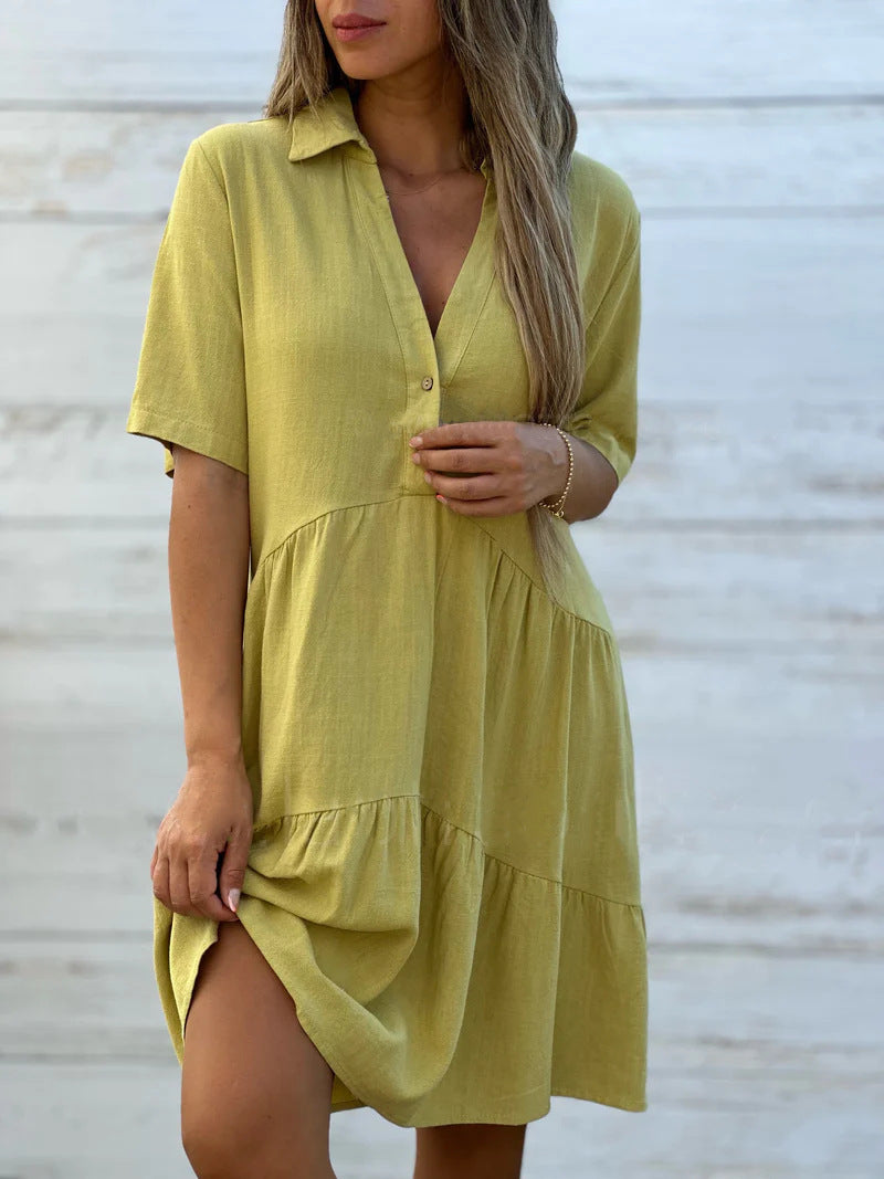 Ruby | Elegantes Baumwoll-Leinen-Shirtkleid