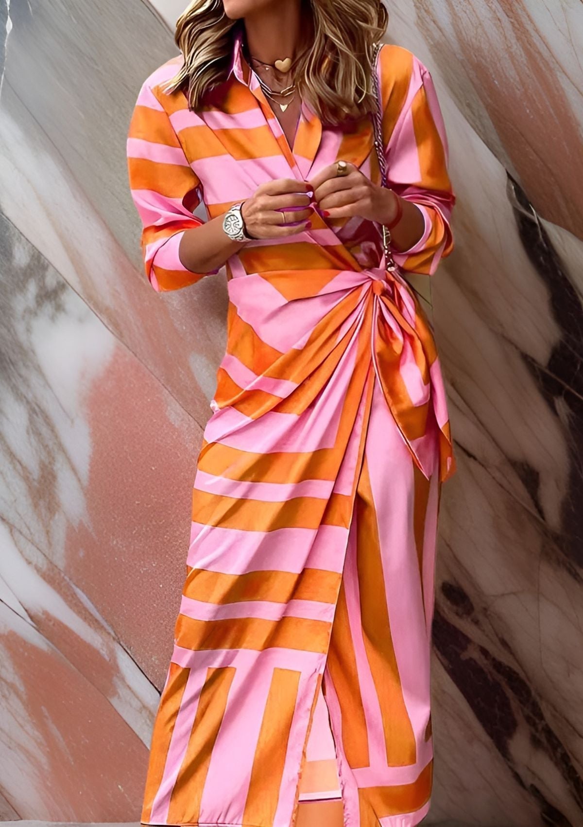 Olivia – Bedrucktes Tailliertes Hemdkleid