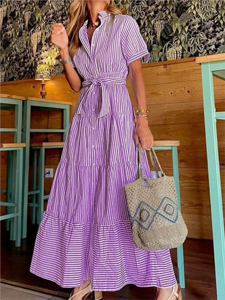 Janice | Elegantes Maxikleid mit Streifen