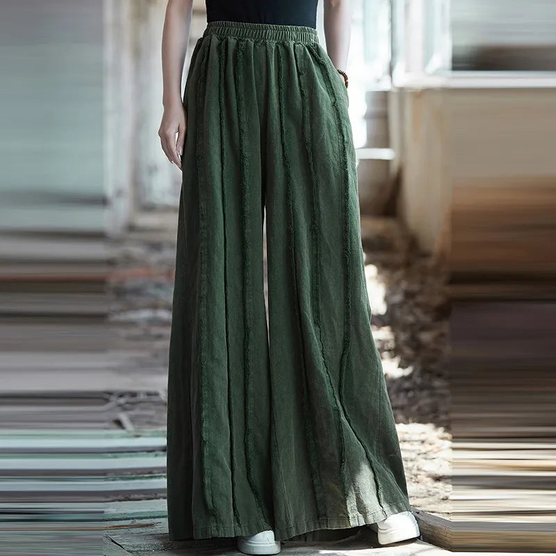 Noelle | Vintage-Cotton-Leinen-Weite-Hosen