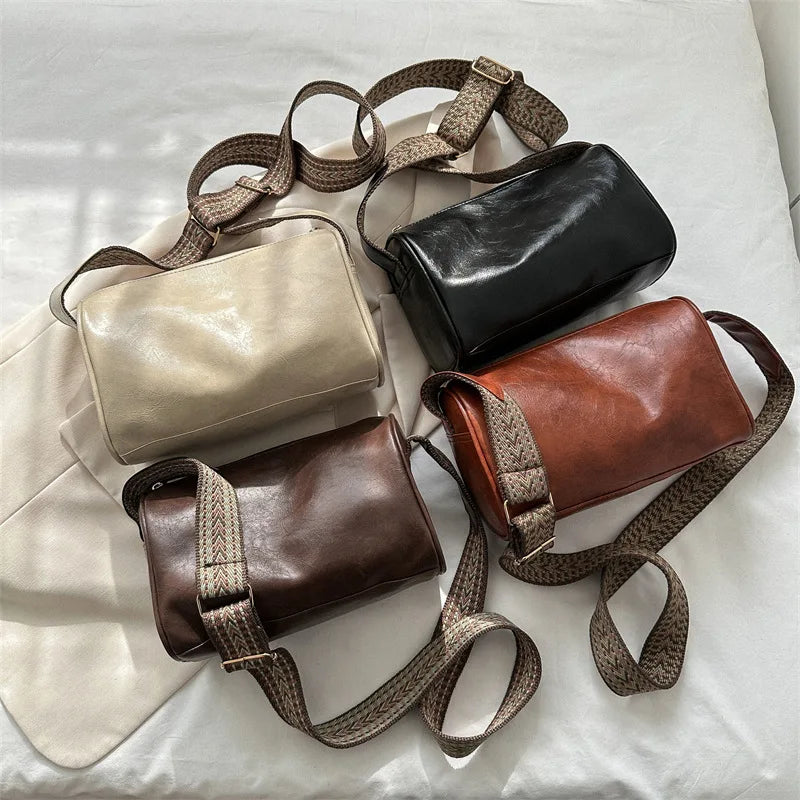 Trine™ | Vintage Leder Crossbody Tasche mit Gewebtem Verstellbarem Riemen
