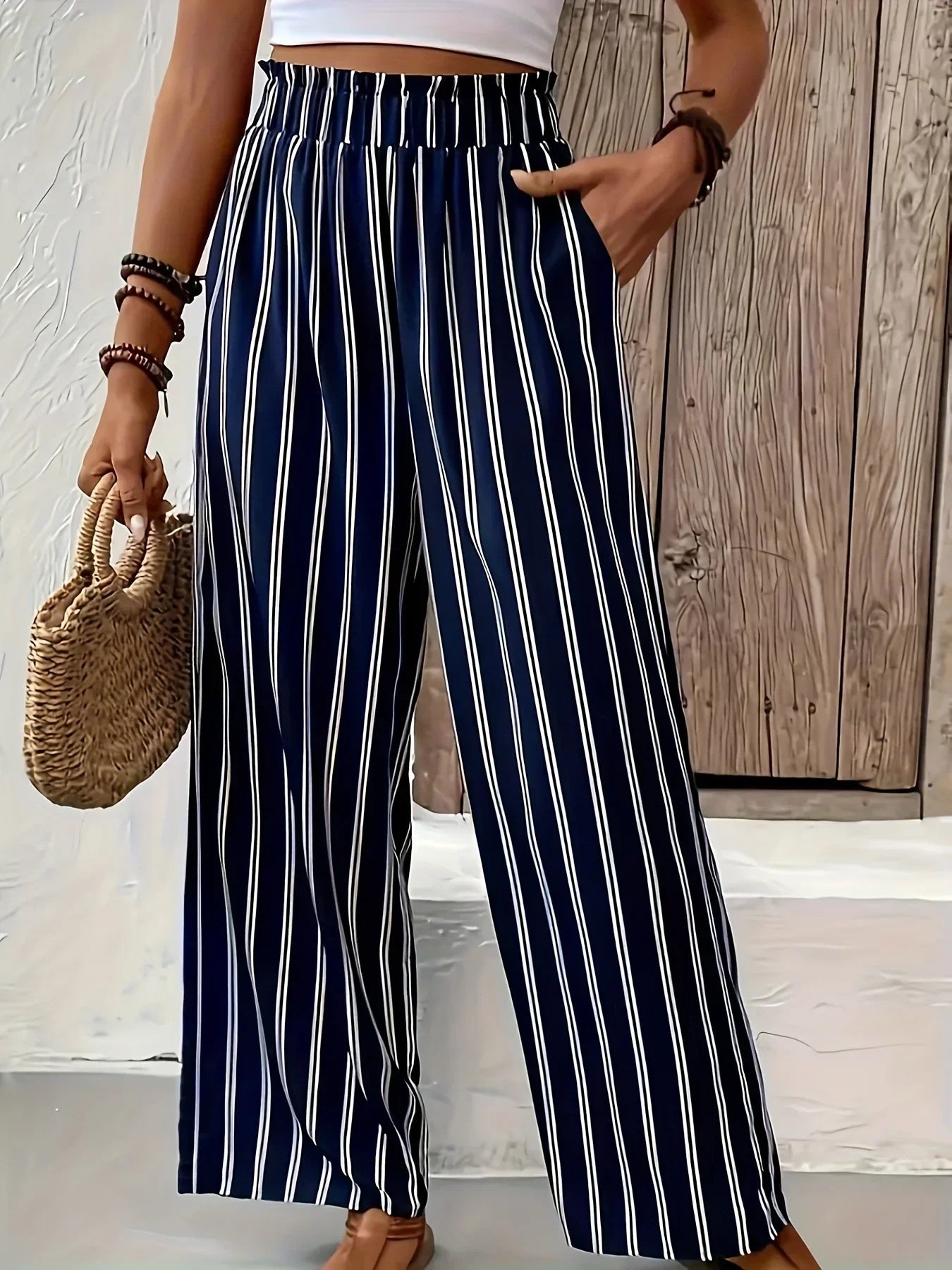 Abby | Schicker Streifen-Hosen mit weiten Beinen