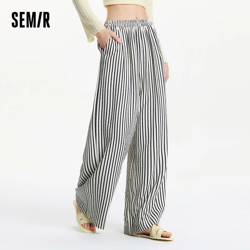 Mira | Gestreifte Sommerhose mit elastischem Bund und weitem Bein