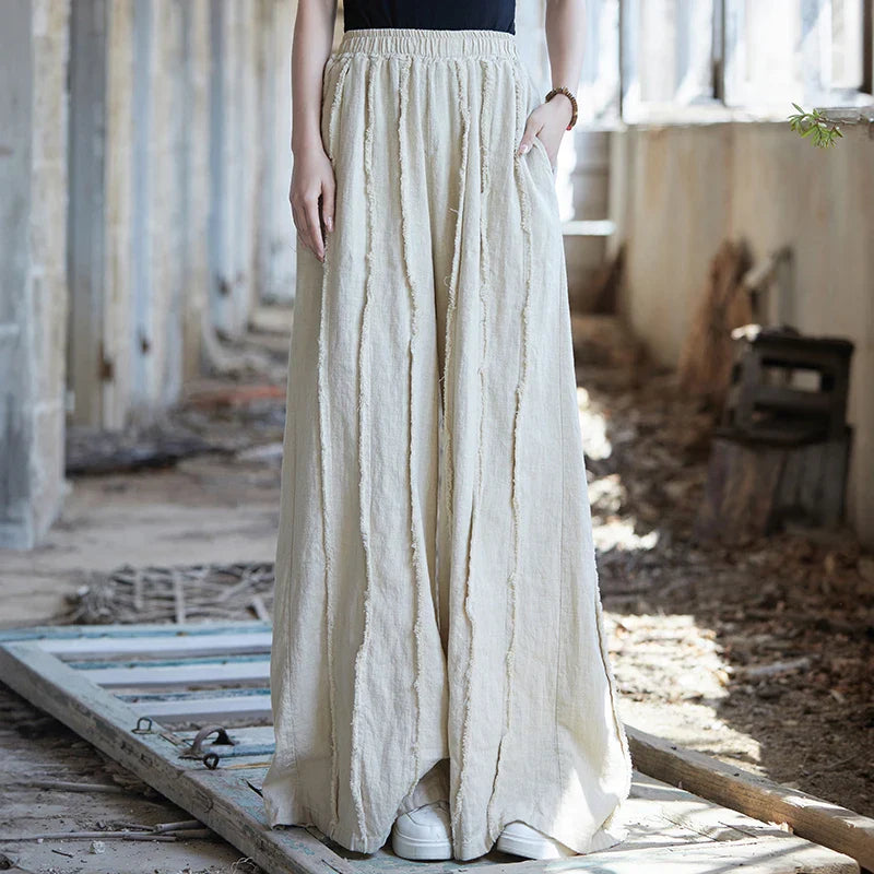 Noelle | Vintage-Cotton-Leinen-Weite-Hosen