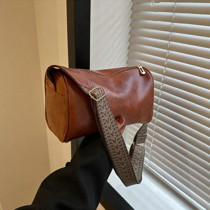 Trine™ | Vintage Leder Crossbody Tasche mit Gewebtem Verstellbarem Riemen