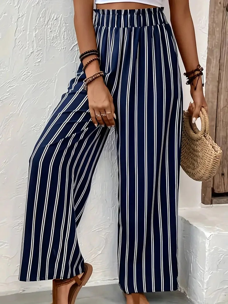 Abby | Schicker Streifen-Hosen mit weiten Beinen