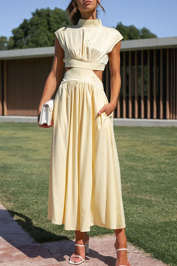 Jennifer | Elegantes Midi-Kleid mit Cut-Out und Taschen