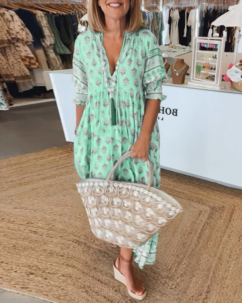 Peyton – Bohemian Kleid mit langen Laternenärmeln