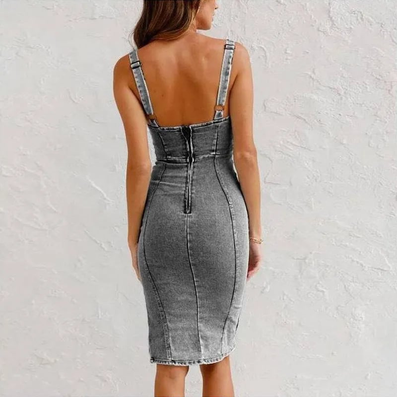 Mona | Elegantes Denim-Camisole-Kleid