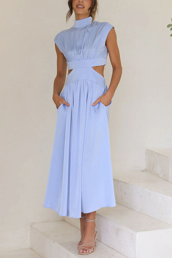 Jennifer | Elegantes Midi-Kleid mit Cut-Out und Taschen
