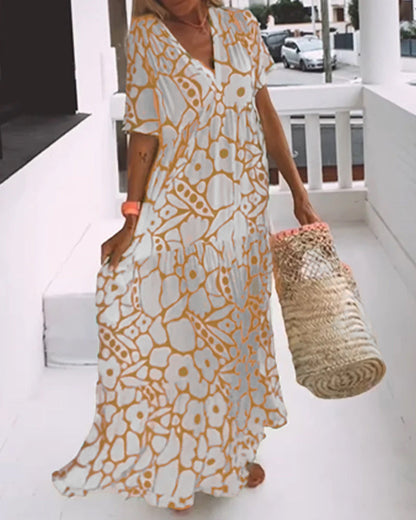 Arielle – bedrucktes Kleid mit V-Ausschnitt