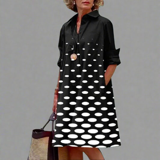 Vega | Elegante Lockere Kleid mit Stilvollem Punktdruck