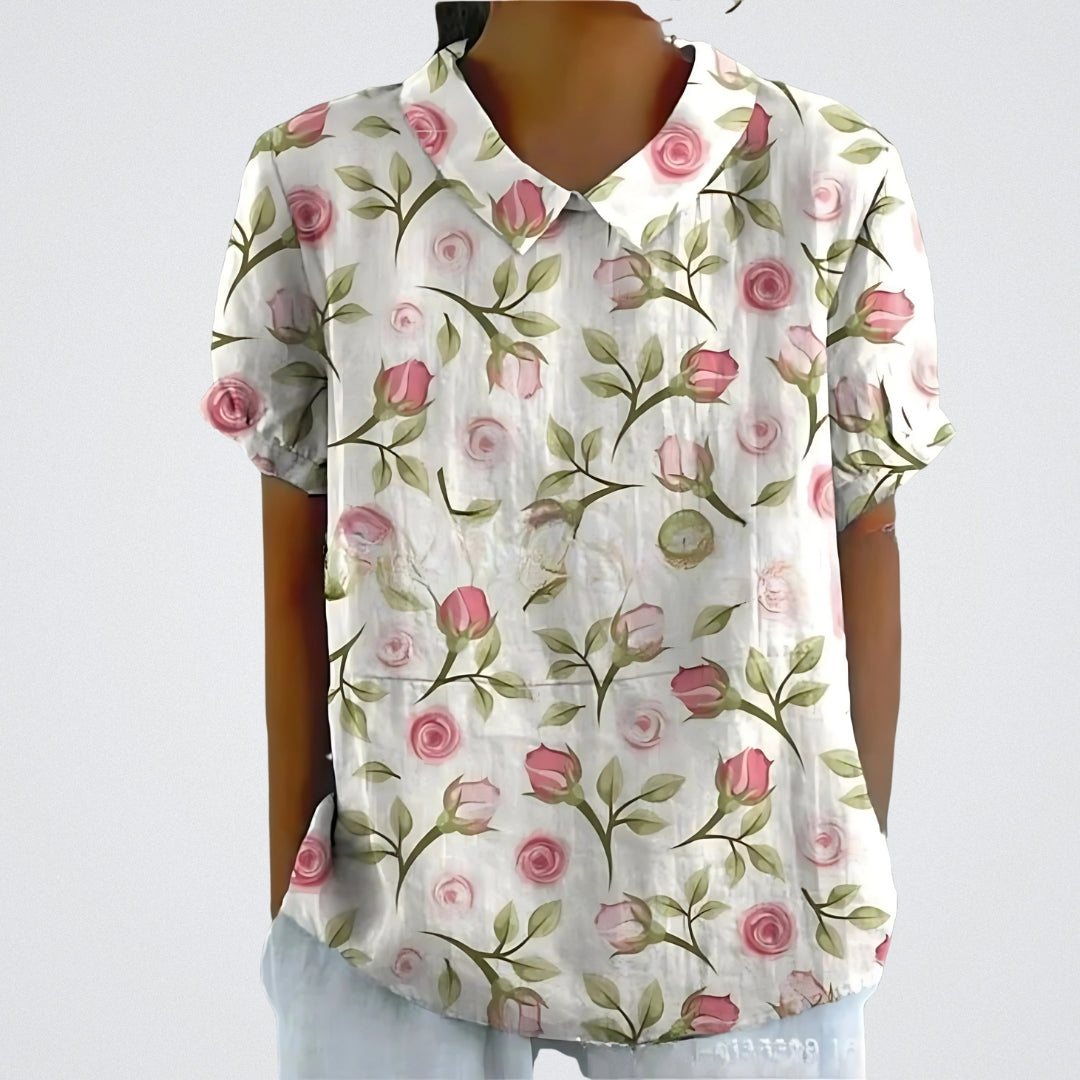 Lina | Elegante Bluse aus floralem Leinen