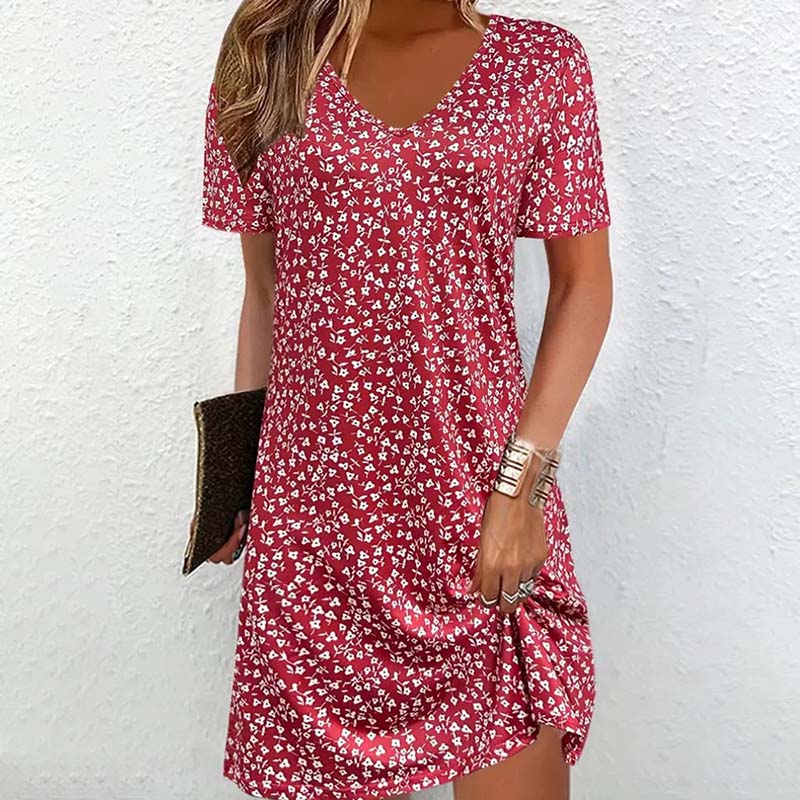Hailey – fließendes rosa Kleid mit Blumen