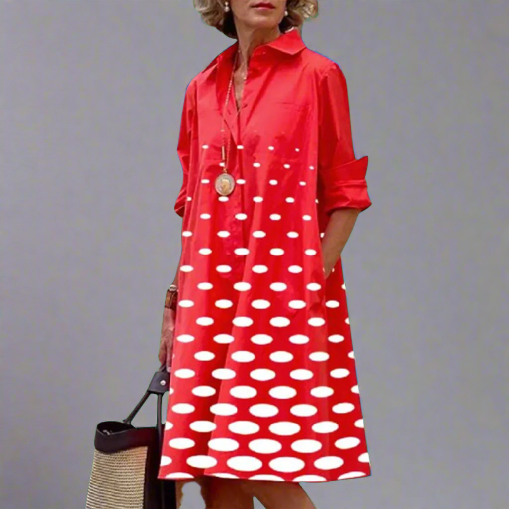 Zosia | Elegante Damen Retro Langarm-Taschenkleid