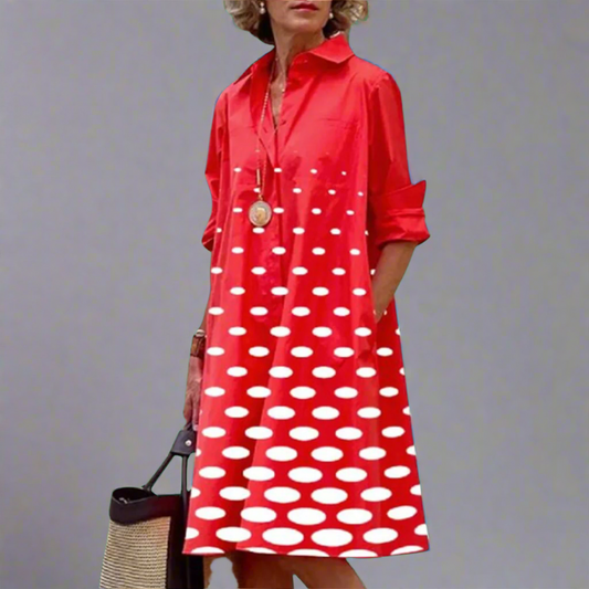 Zosia | Elegante Damen Retro Langarm-Taschenkleid