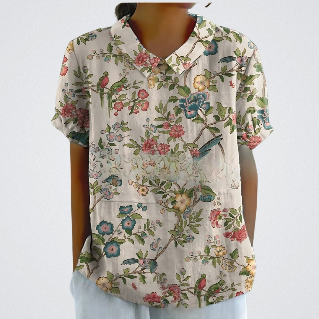 Lina | Elegante Bluse aus floralem Leinen