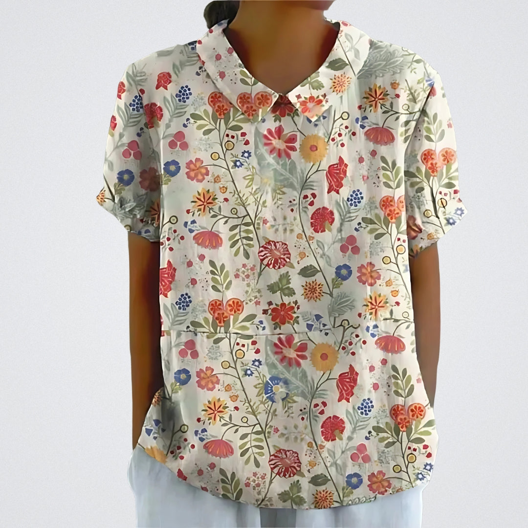 Lina | Elegante Bluse aus floralem Leinen