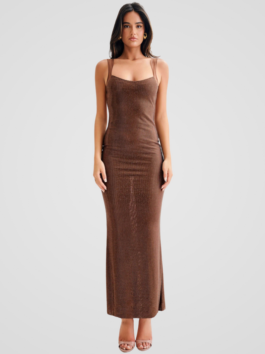 Serena | Elegantes Pailletten-Maxi-Kleid mit offenem Rücken