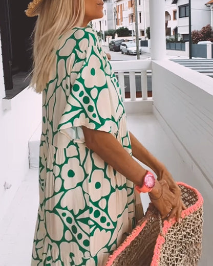 Arielle – bedrucktes Kleid mit V-Ausschnitt