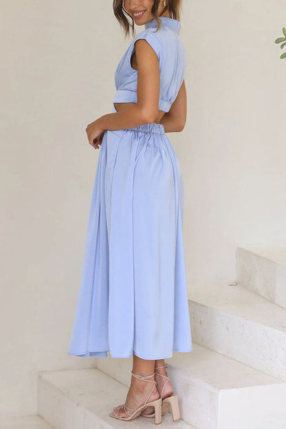 Jennifer | Elegantes Midi-Kleid mit Cut-Out und Taschen