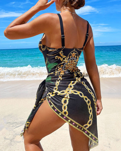 Marie | Einteiliger Push-up Badeanzug mit Strandrock