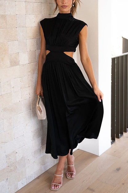 Jennifer | Elegantes Midi-Kleid mit Cut-Out und Taschen