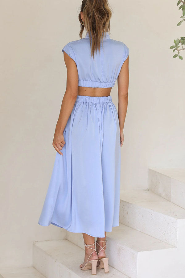 Jennifer | Elegantes Midi-Kleid mit Cut-Out und Taschen