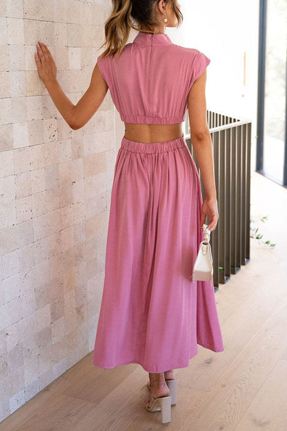 Jennifer | Elegantes Midi-Kleid mit Cut-Out und Taschen
