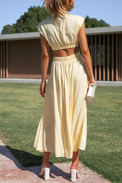 Jennifer | Elegantes Midi-Kleid mit Cut-Out und Taschen