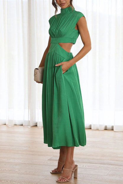 Jennifer | Elegantes Midi-Kleid mit Cut-Out und Taschen