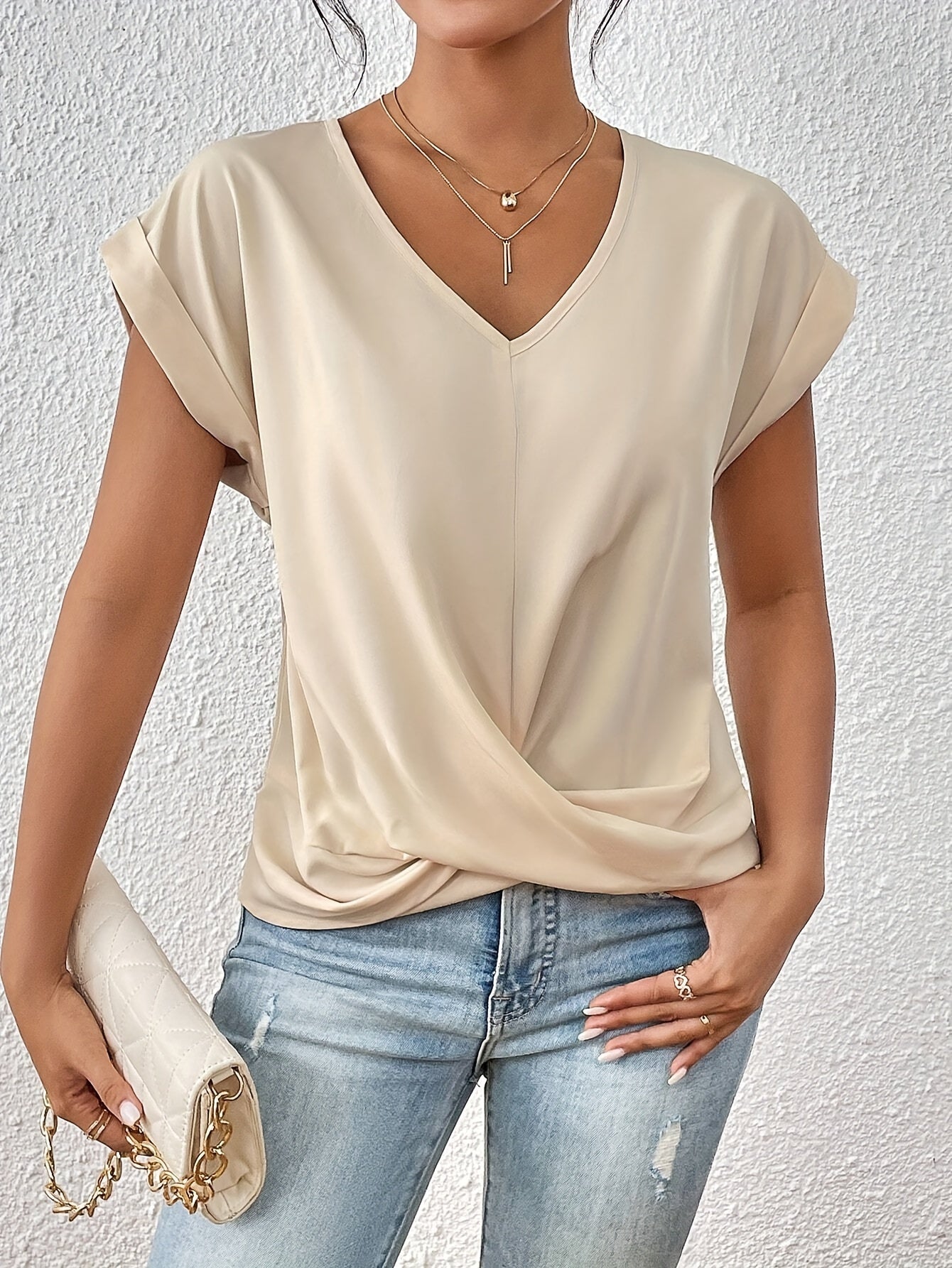 Ziva | Lässiges T-Shirt mit V-Ausschnitt