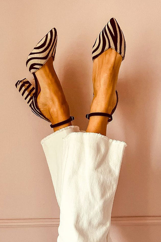Zebrina | Elegante Sandalen mit mittelhohem Absatz und Zebra-Print