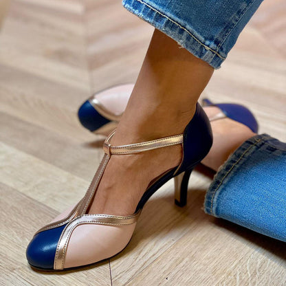 Alessia | Bunte T-Strap-Pumps mit runder Spitze