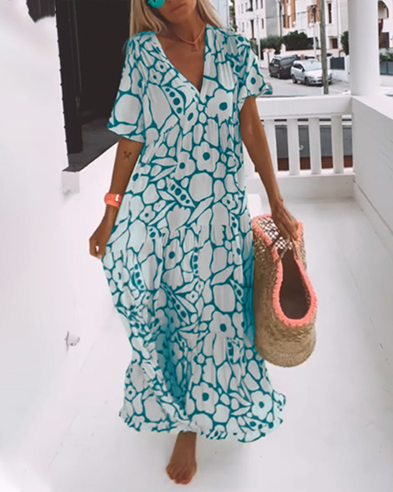 Arielle – bedrucktes Kleid mit V-Ausschnitt