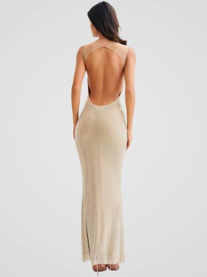 Serena | Elegantes Pailletten-Maxi-Kleid mit offenem Rücken