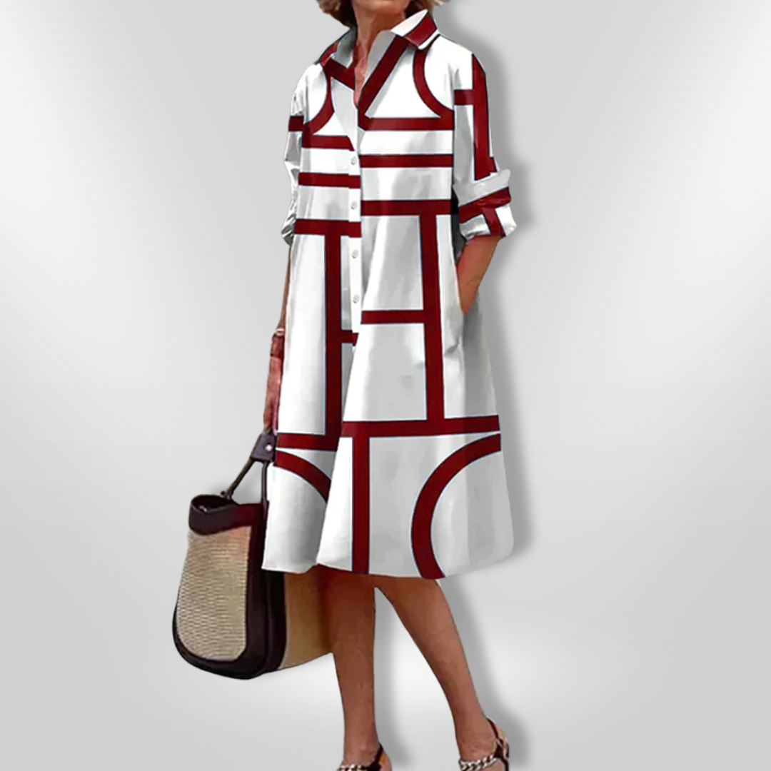 Jennifer | Elegantes Kleid mit Geometrischem Muster
