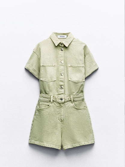 Denim | Cuffed-Romper