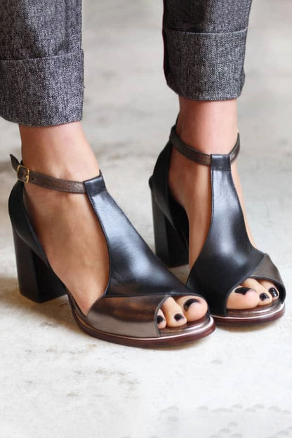 Nadaria | Elegante Patchwork-Peeptoe-Sandalen
