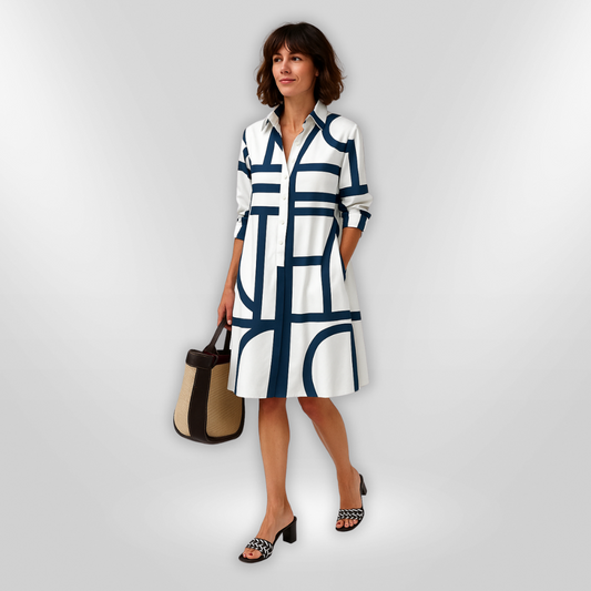Jennifer | Elegantes Kleid mit Geometrischem Muster